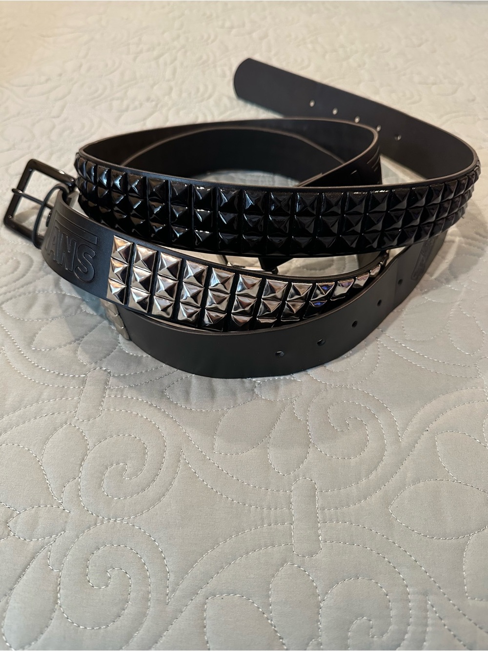 Vans Black Leather Belts with Pyramid Studs (Set of 2)